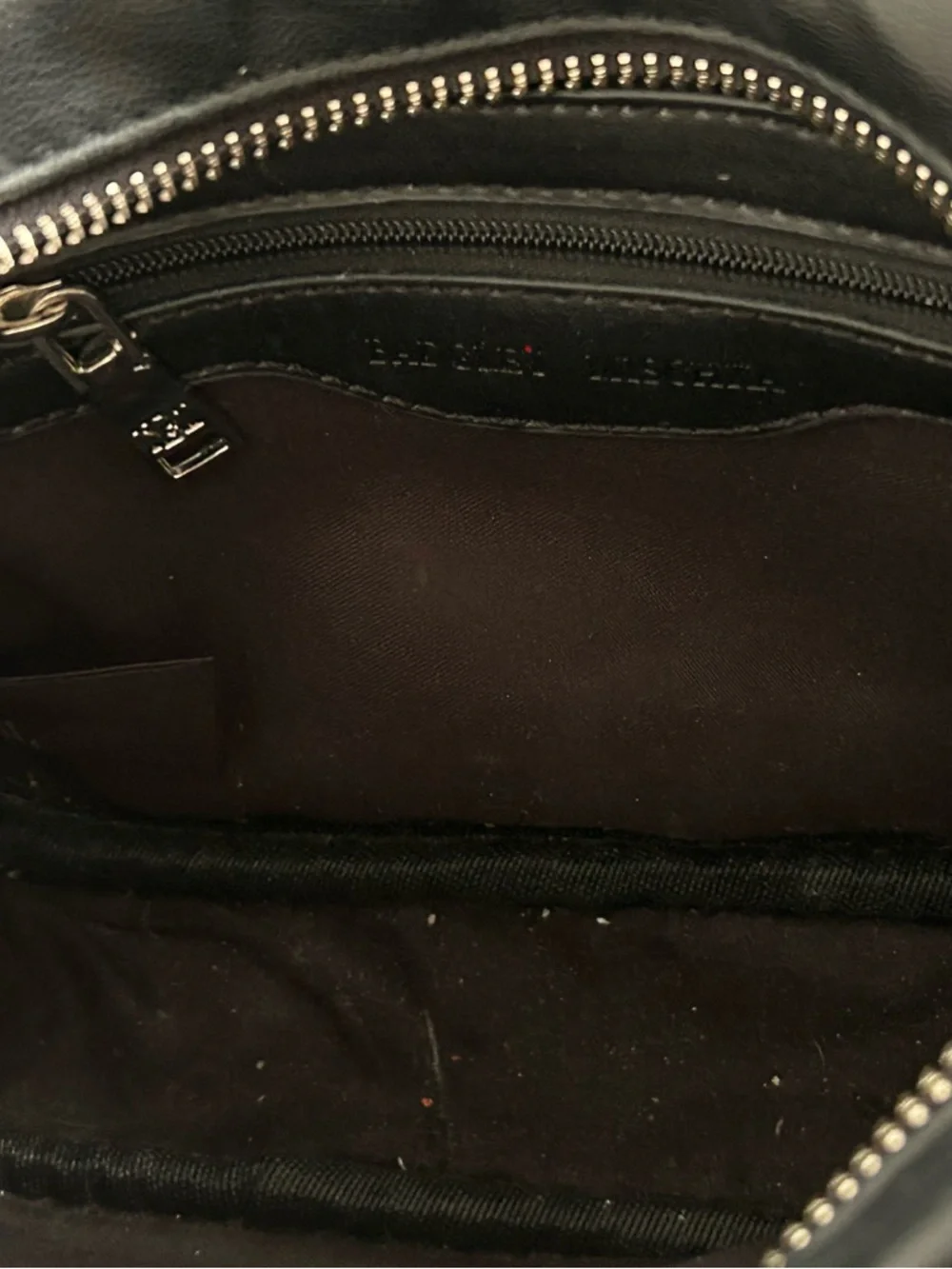 B. Makowsky Black Leather Crossbody Shoulder Bag Silver Hardware chain Strap